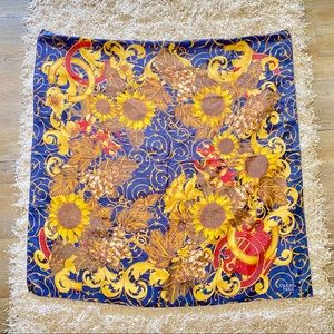 Authentic Chanel Logo Floral Silk Scarf